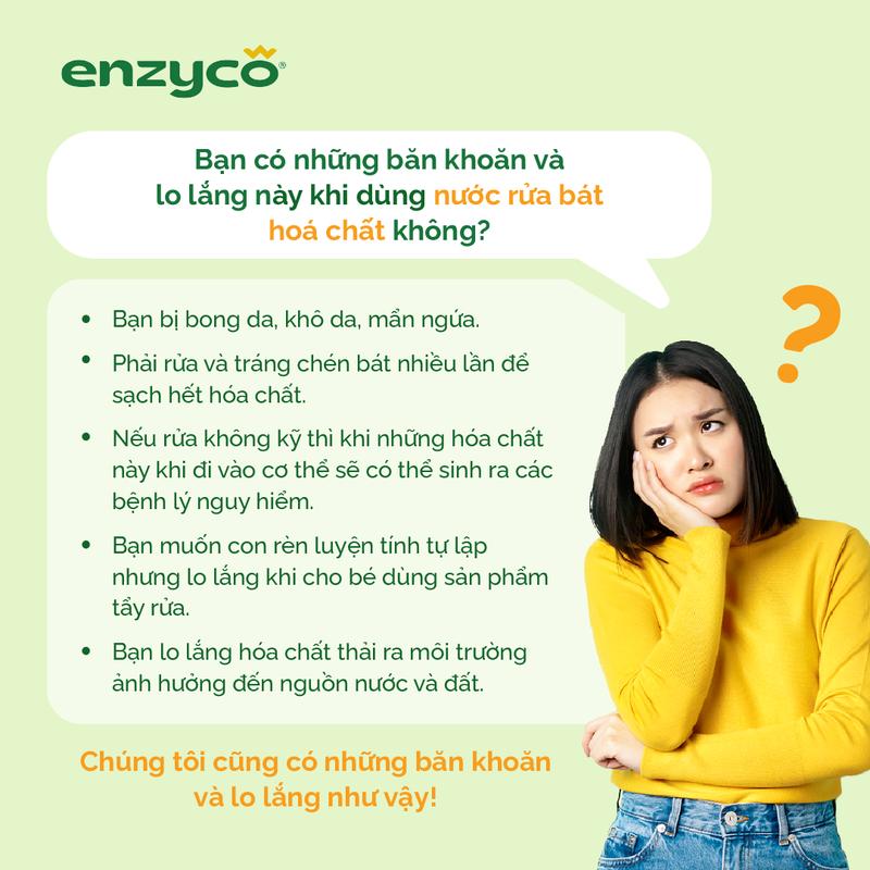 Nước rửa chén bát sinh học ENZYCO - Chiết xuất Bồ hòn và Enzyme Dứa - Hương thơm từ Tinh Dầu Gừng Ta Tự Nhiên 1
