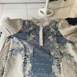 【 tehrida89】Asaya Gaun elegan dengan motif posisi mode lengan panjang