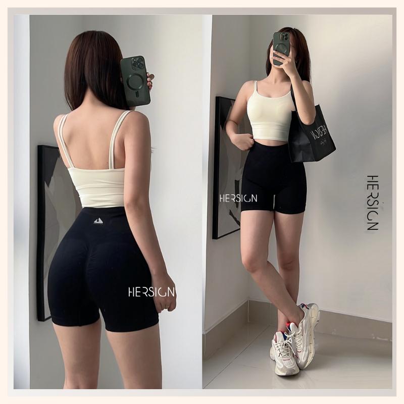 Bộ đồ tập gym nữ Set tập yoga nữ Áo croptop thể thao quần đùi HERSIGN-SMIXB33N12