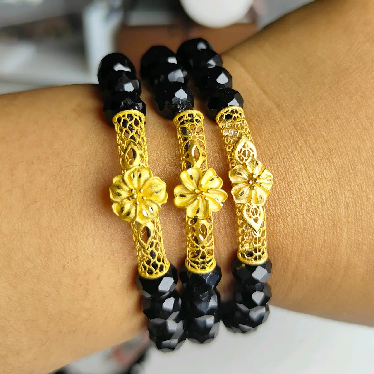 Gelang manik bambu bunga 8k cantik terbaru
