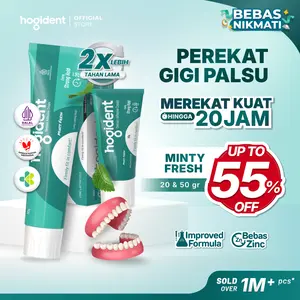 [Creator Exclusive] Hogident Krim Perekat Gigi Tiruan Minty Fresh 20gr Travel Size Merekat Kuat 20 Jam Bebas Zinc Halal