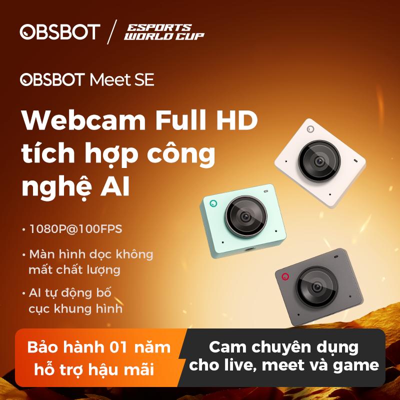 OBSBOT Meet-SE Webcam 1080P@100FPS cho PC với cảm biến 1/2.8", hỗ trợ căn khung…