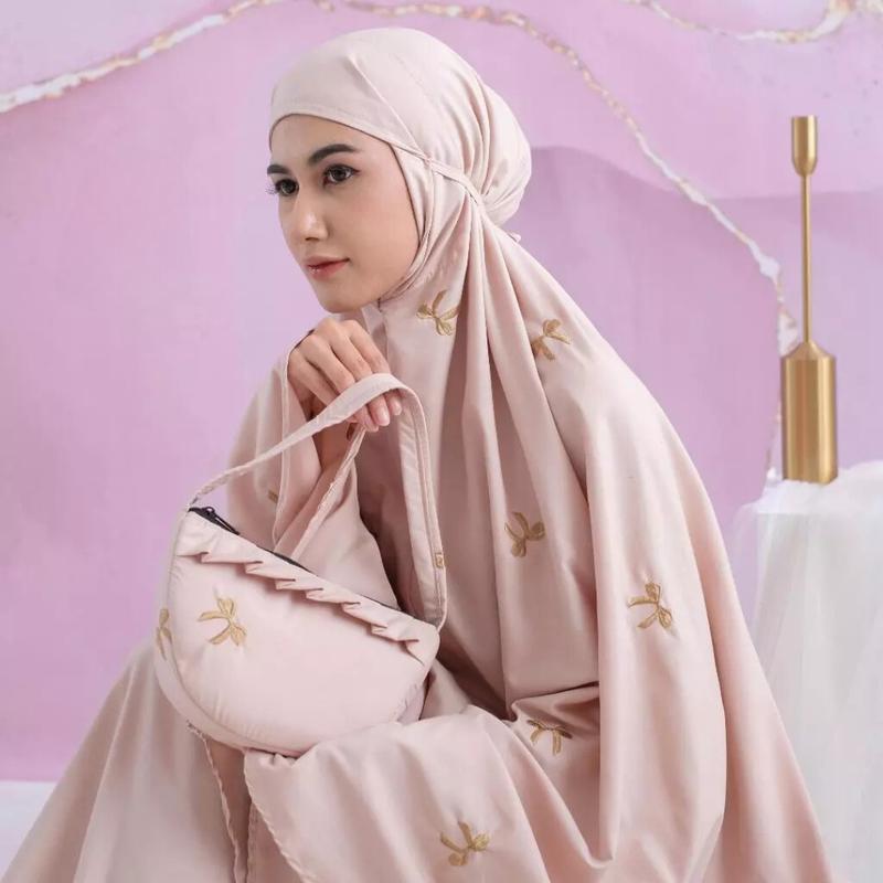 Product Introduction of Mukena Dewasa Wanita Bordir Coquette Pita Katun Premium Terbaru - Mukenah, Muslim Atasan Bawahan Traveling 13