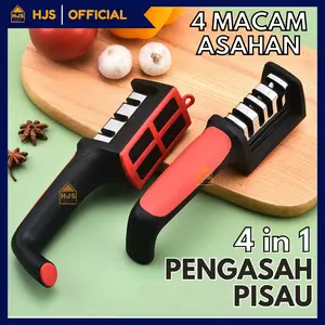 [HJS] Alat Asahan Pengasah Penajam Pisau Alat Dapur 4 in 1 / Alat Pengasah Pisau dan Gunting 4 in 1 Besi Knife