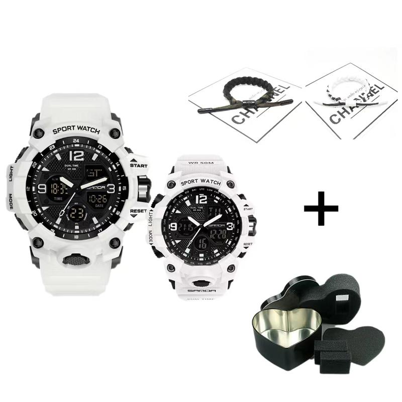 Đồng Hồ Cặp Đôi AW24 SANDA 6030 + 942 Đồng Hồ Đeo Tay Điện Tử Đồng Hồ Kỹ Thuật Số Đồng Hồ Dạ Quang Thích Hợp Cho Tình Nhân