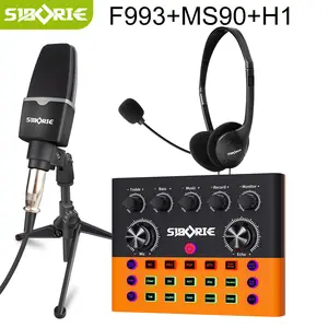 Siborie F993 Soundcard+MS90 Mic+H1 Headphone Paket Lengkap Set Bluetooth Sound Card Mikrofon With Stand COD