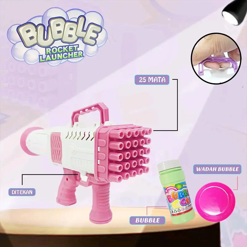 Mainan Bubble Gum Basoka Balon Gelembung Sabun Bazoka Jumbo 25 Lubang - Pink/Ungu/Biru Toys 7