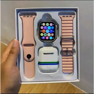 Jam tangan 2 Tali Plus Earphone TWS Full Layar ADA Kalkulator Support Android Ios Dengan 2 Tali Gratis Dan Layar Penuh Smartwatch Bluetooth