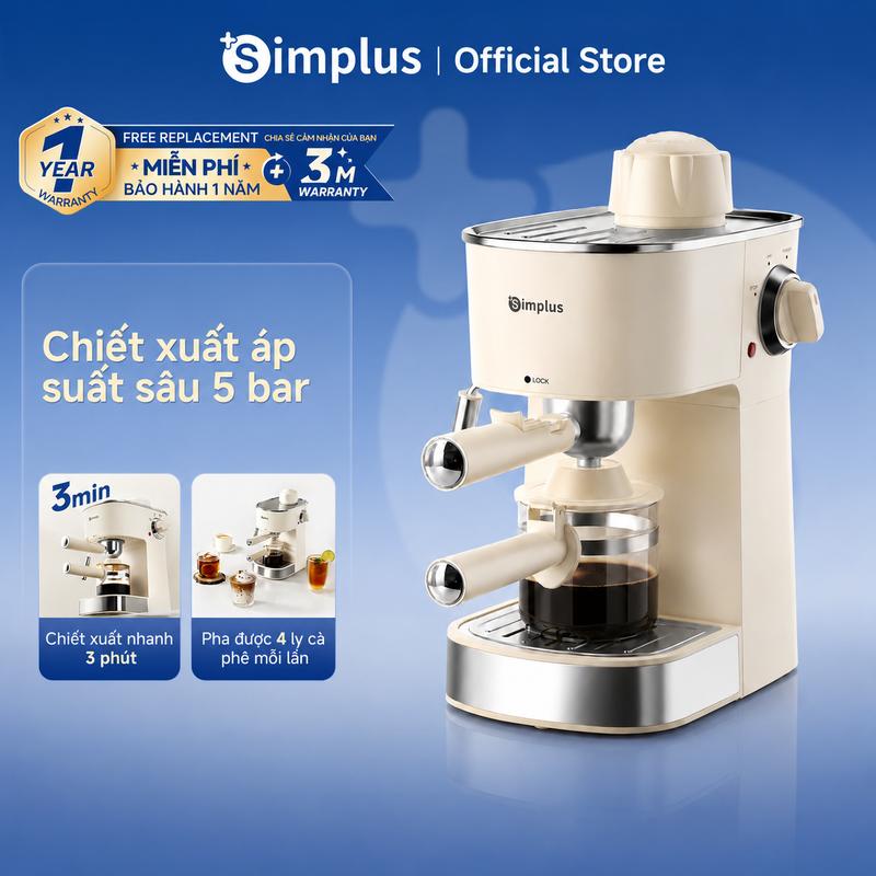 SimplusHome Máy pha cà phê Simplus, máy pha cà phê Ý nhỏ gọn bán tự động…