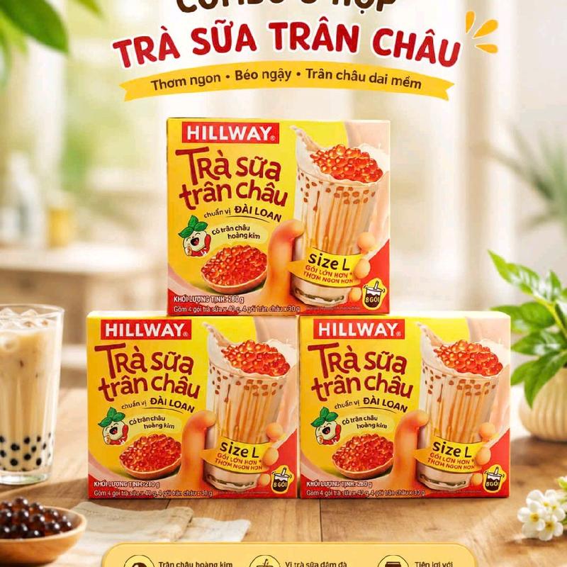 combo 3 hộp trà sữa Trân châu Hoàng Kim.(hộp qui cách 4 túi trà sữa 4 túi trân châu)