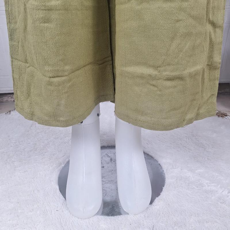 Product Introduction of Celana Kulot Cewek Bahan Linen Saku Samping Model Tempel Variasi Kancing Panjang 5