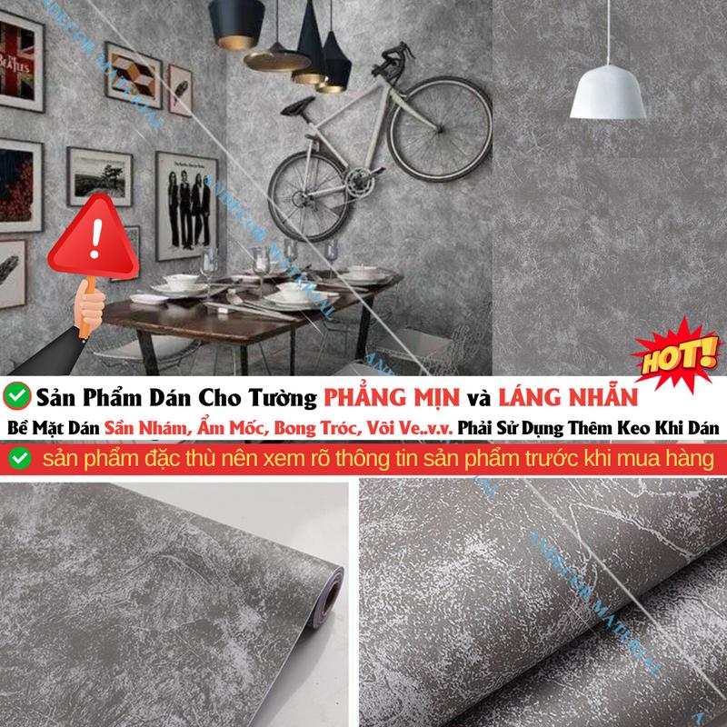  Giấy Dán Tường Màu Xi Măng dành cho bề mặt dán phẳng mịn và láng nhẵn 45cm - 10m Cuộn mỏng 0.12 - 0.14 mm 