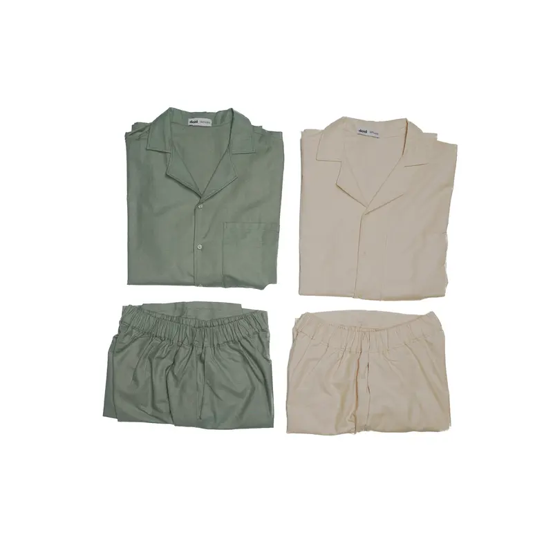 doid - 2in1 Summer Set Oversize Kemeja Celana Pendek Pria Wanita Linen Polos Casual Katun Setelan 2
