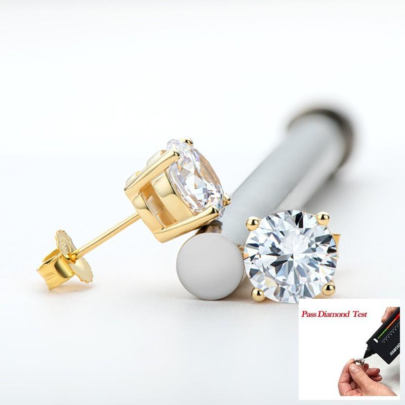 Bông Tai Đinh tán Moissanite, LLXYW, Dành Cho Phụ Nữ Và Nam Giới, Bạc Sterling 925, Kích Thước 0.1 / 0.2 / 0.3.0.5 / 1 / 2 / 3CT, Bông Tai Phòng Thí Nghiệm, Đồ Trang Sức Sang Trọng 8