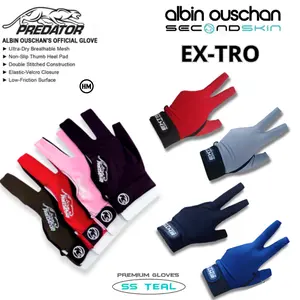 Sarung Tangan Bola Billiard 3 Jari Spandek Premium Anti Selip Kulit Asli Nyaman Adem Allsize Pria Wanita Billiard Snoker Ball