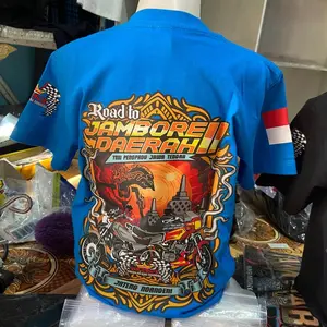 T-Shirt Road to Jambore Daerah II YRKI Jawa Tengah Biru Motif Motor dan Landmark