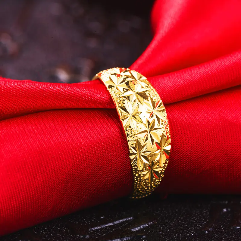 Stainless steel rings as jewelry grade with 18K gold，made of some elegant pattern design, and the size of the bracelet can be adjusted according to your wrist size.It's a fashion piece for women and girls.