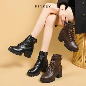 PINKEY P293 Sepatu Boots Wanita Hak Tinggi Wanita Hitam Fashion Shoes