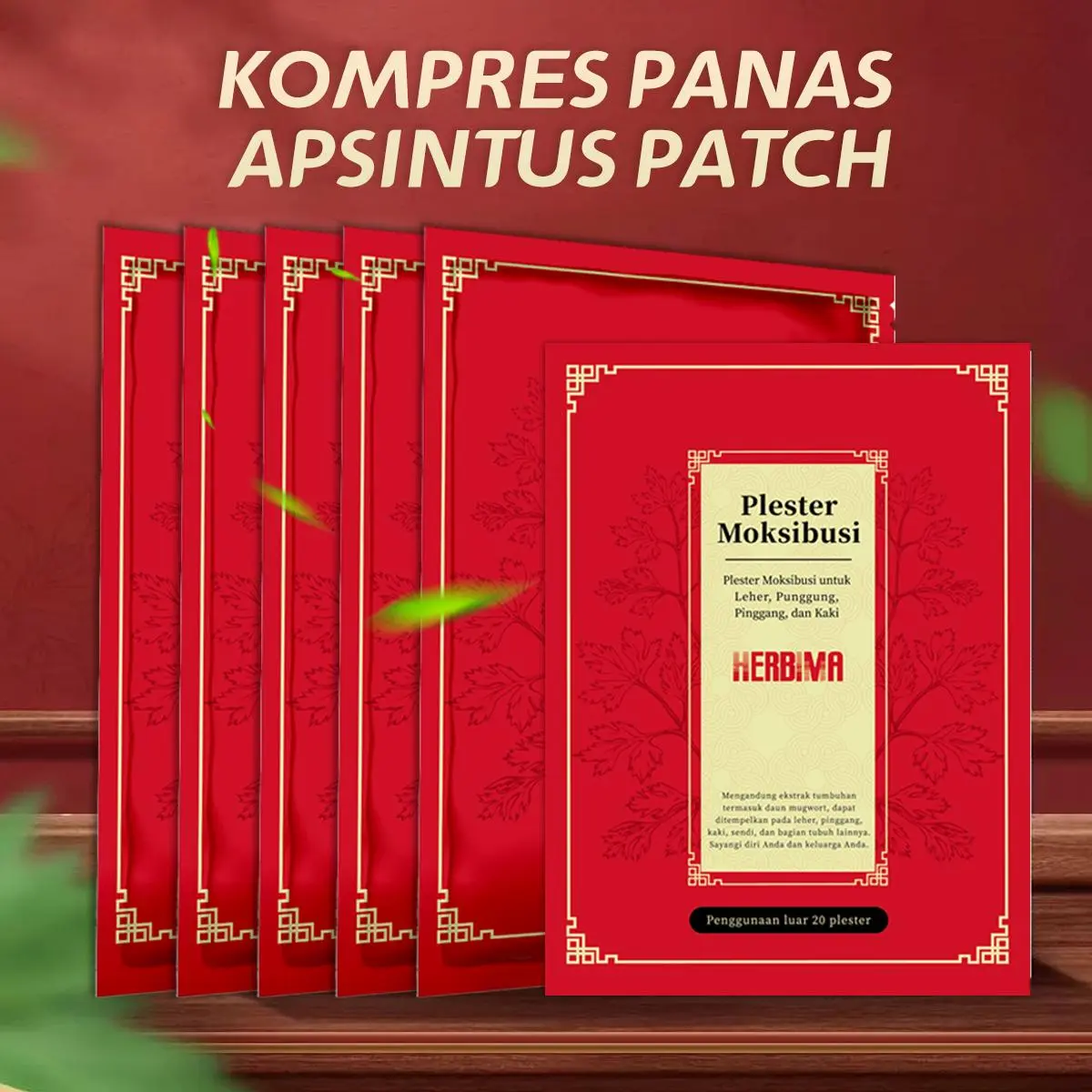 Patch Moxa Hangat Herbal, Kompres Penghangat untuk Perut, Pusar, Leher, Lutut & Seluruh Tubuh