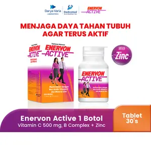 Enervon Active Vitamin C, B Complex, Zinc Isi 30 Tablet (1 Botol x 30 Tablet) - Suplemen Multivitamin & Mineral untuk Produktivitas dan Daya Tahan Tubuh Enervon Active Vitamin C, B Complex, Zinc Isi 30 Tablet (1 Botol x 30 Tablet) - Suplemen Multivitamin & Mineral untuk Produktivitas dan Daya Tahan Tubuh