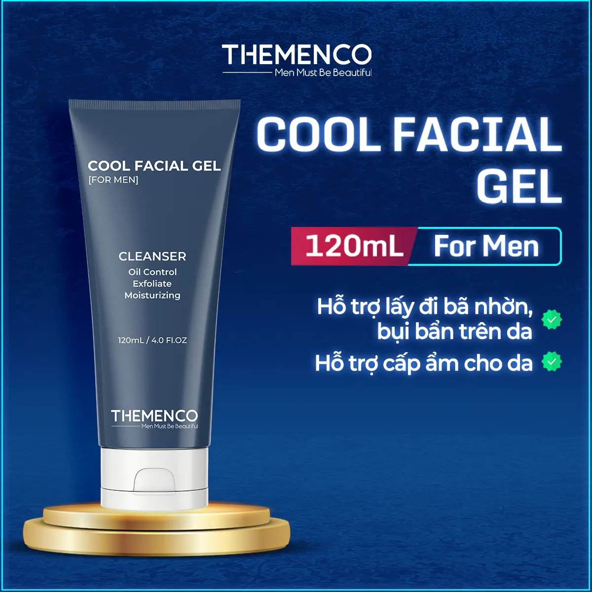 Sữa Rửa Mặt Hỗ Trợ  Làm Sạch Sâu Dành Cho Nam Giới Cool Facial Gel (60ml và 120ml )