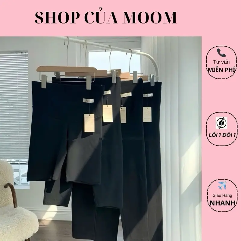 [Nhà Moom] Quần legging Bầu Chất Nỉ Zip+Nỉ Ép Lông mỏng  mềm  co dãn 4 chiều Dài+Ngố+Đùi có chun chỉnh bụng [<72KG]