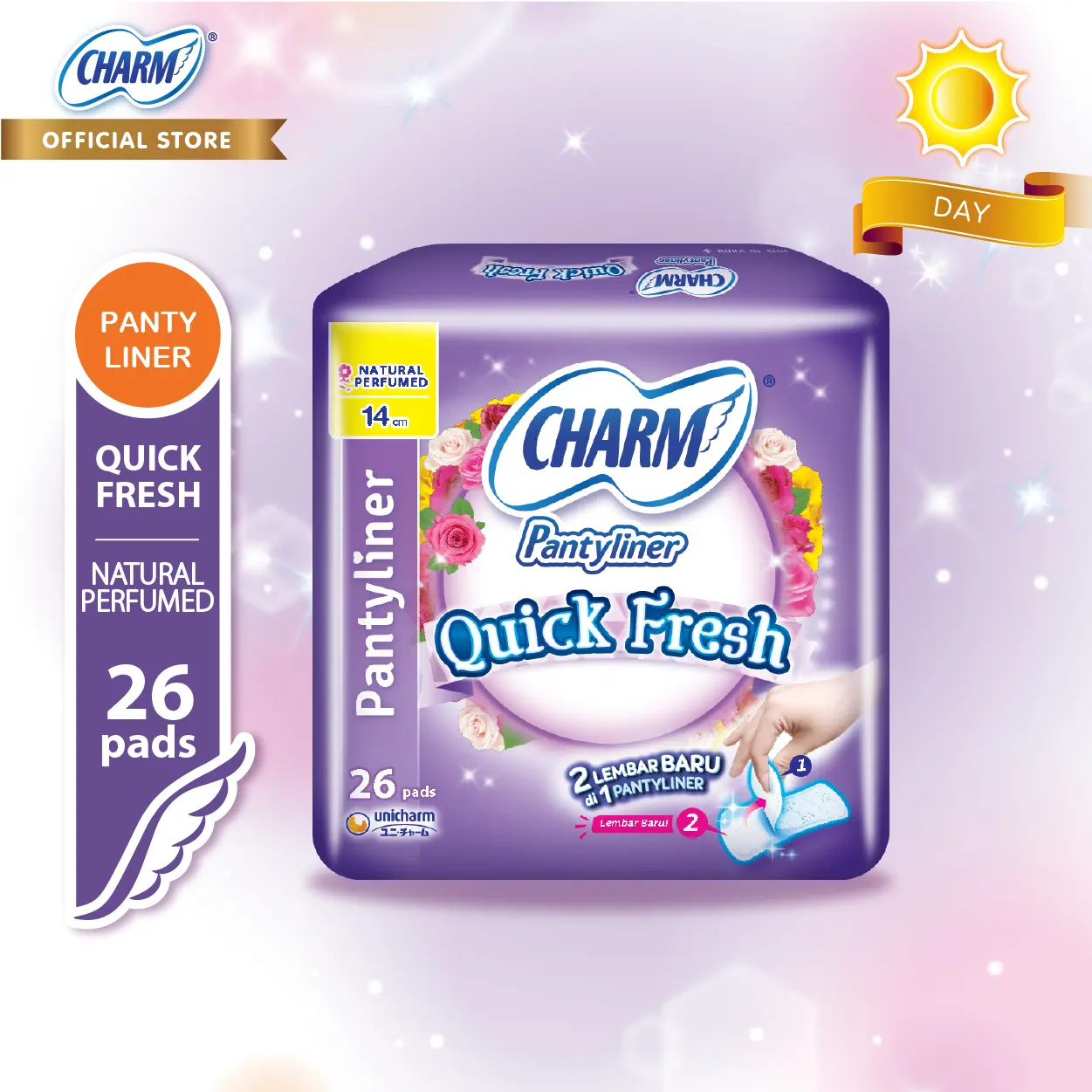 Charm  Pantyliner Quick Fresh Perfumed 26