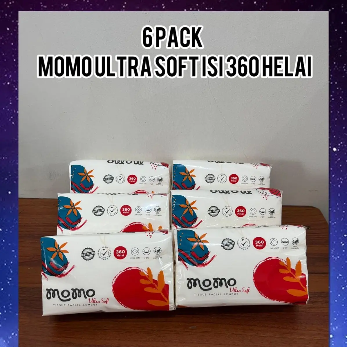 (6 Pack) Tisu momo ultra 360 helai virgin pulp isi 6 pack