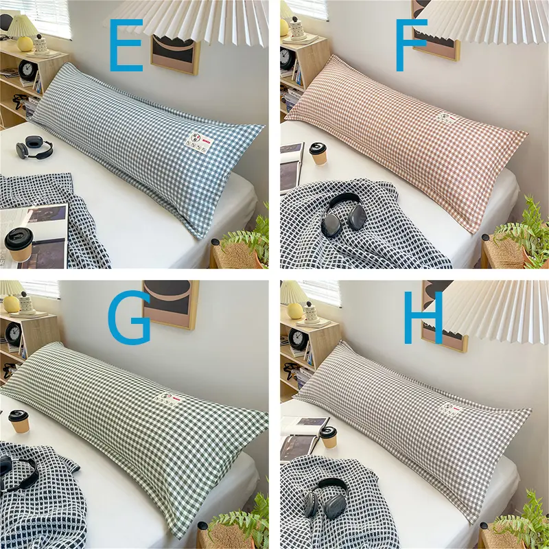 FASCHY Vải lanh cotton Vỏ gối dài, Vỏ gối kẻ sọc, Vỏ gối đôi thoáng khí, Kéo dài vỏ gối 6