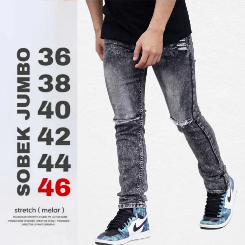 BIGSIZE 33-48 Celana jeans bikers sobek ripped pria jumbo streetch 100% mellar/ Celana Jeans Bikers Pria Rider bigsize/ celana jeans sobek pria ripped/ celana jeans pria bigsize jumbo Melar Distro 4