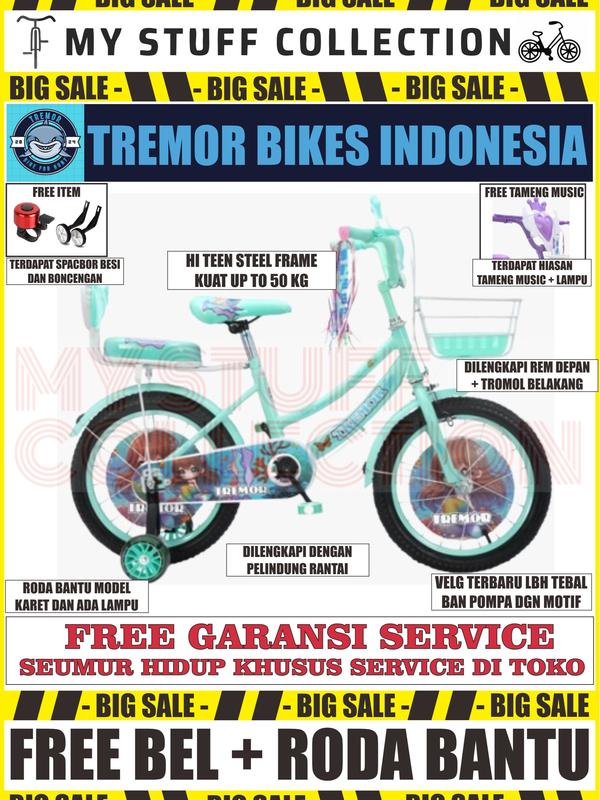 SEPEDA MINI ANAK UKURAN 16 INCH COCOK UNTUK USIA 4 TAHUN HINGGA 7 TAHUN BONUS KERANJANG DAN BONCENGAN SERTA BEL SEPEDA sepeda little 1