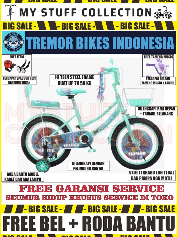 SEPEDA MINI ANAK UKURAN 16 INCH COCOK UNTUK USIA 4 TAHUN HINGGA 7 TAHUN BONUS KERANJANG DAN BONCENGAN SERTA BEL SEPEDA sepeda little 0