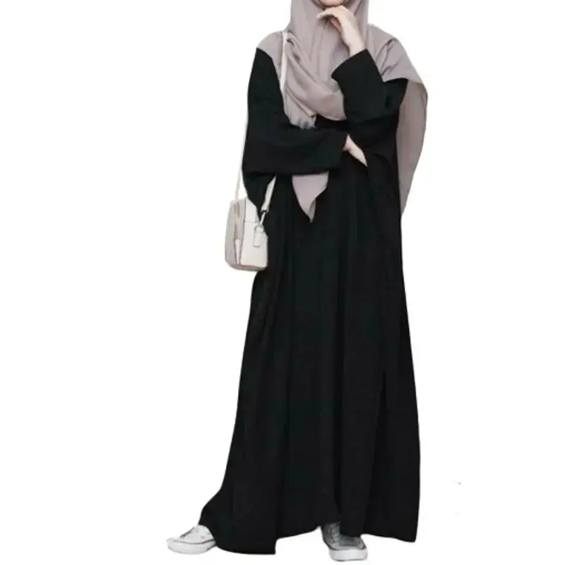 ABAYA BASIC GAMIS ABAYA TURKY muslim tangan wolfis wanita dress hitam turki arab maxi kaftan Bordir Syari