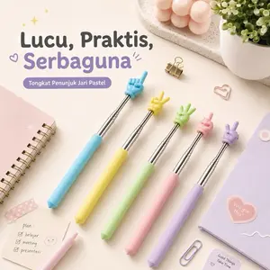 [7.7] Tongkat Penunjuk Jari Pastel Telescopic 68 cm Stainless – Finger Pointer Presentasi & Mengajar