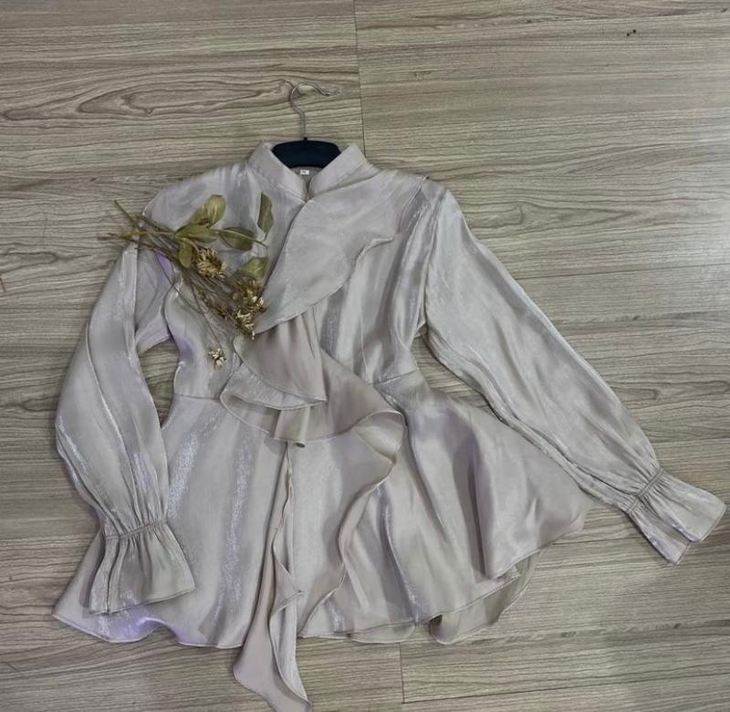 MARSYA TOP BAJU ATASAN WANITA BAHAN SHIMMER MODEL TRENDY DENGAN KARET TANGAN DAN RISLETING DADA 9