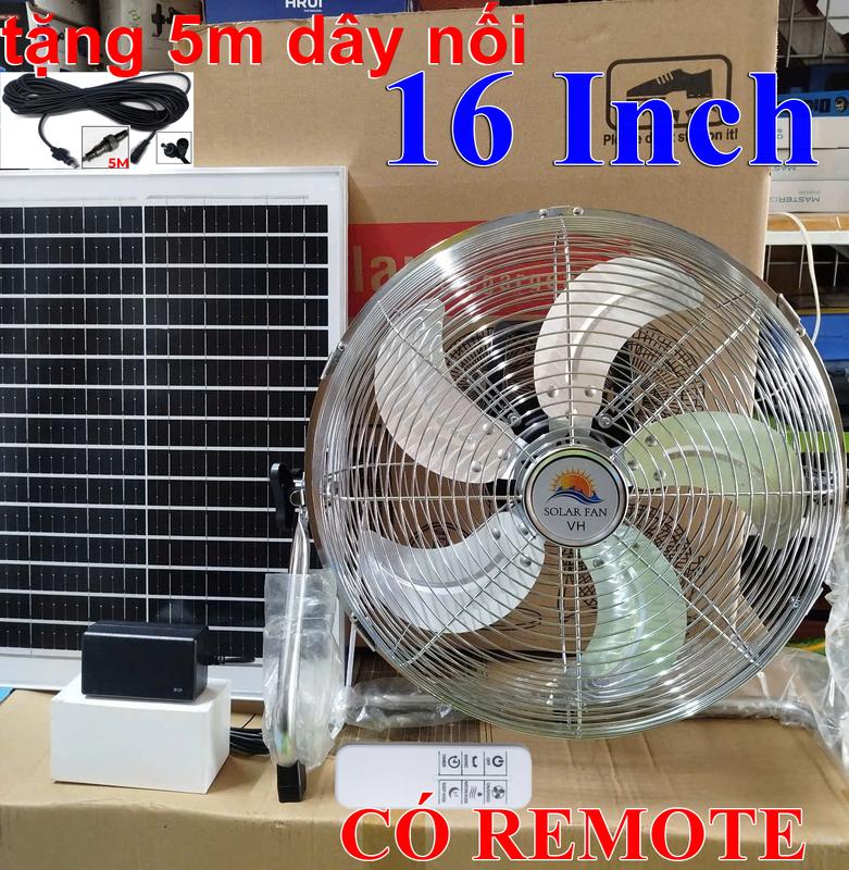 Bảo hành 2 năm - Quạt sạc tích điện năng lượng mặt trời chân quỳ 16 inch động cơ không chổi than 12v Solar Fan mẫu mới 2025 25W 27000 mAh 12 chế độ gió hoạt động 40 giờ