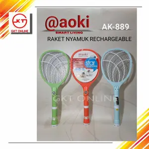 Raket Nyamuk Cas + Senter Copot Aoki Star Ak-889
