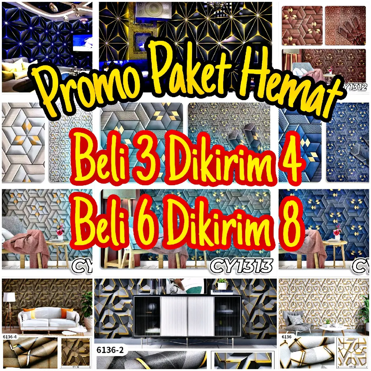 PROMO PAKET HEMAT Beli 3 roll dikirim 4 roll, Wallpaper stiker dinding berbahan PVC sudah tahan cipratan air cocok buat dekorasi rumah Sticker Kertas