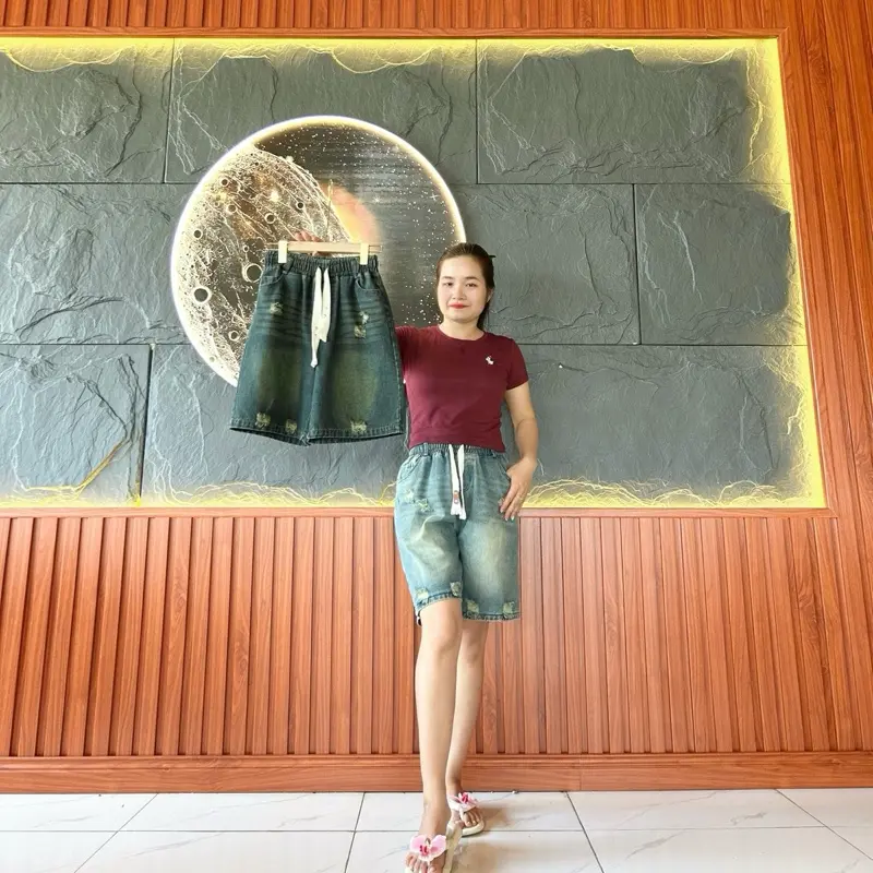 (40-85kg ) Quần Jean Ngố Nữ   Cạp Cao Lưng Thun Trẻ Trung Năng Động 3