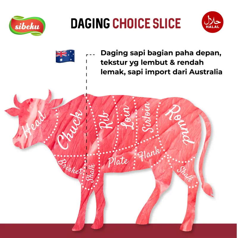 Daging Sapi Beef Slice Choice Halal 500 gram Frozen Food AUS - Sibeku beef slice 2