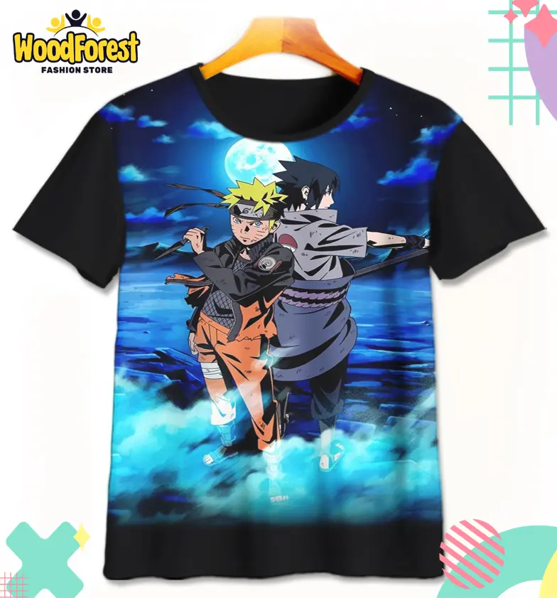 Kaos Anak Naruto vs Sasuke v4 Baju Manga Anime Anak Naruto vs Sasuke 3D Printing Untuk Umur 1-12 Tahun - WoodForest Distro