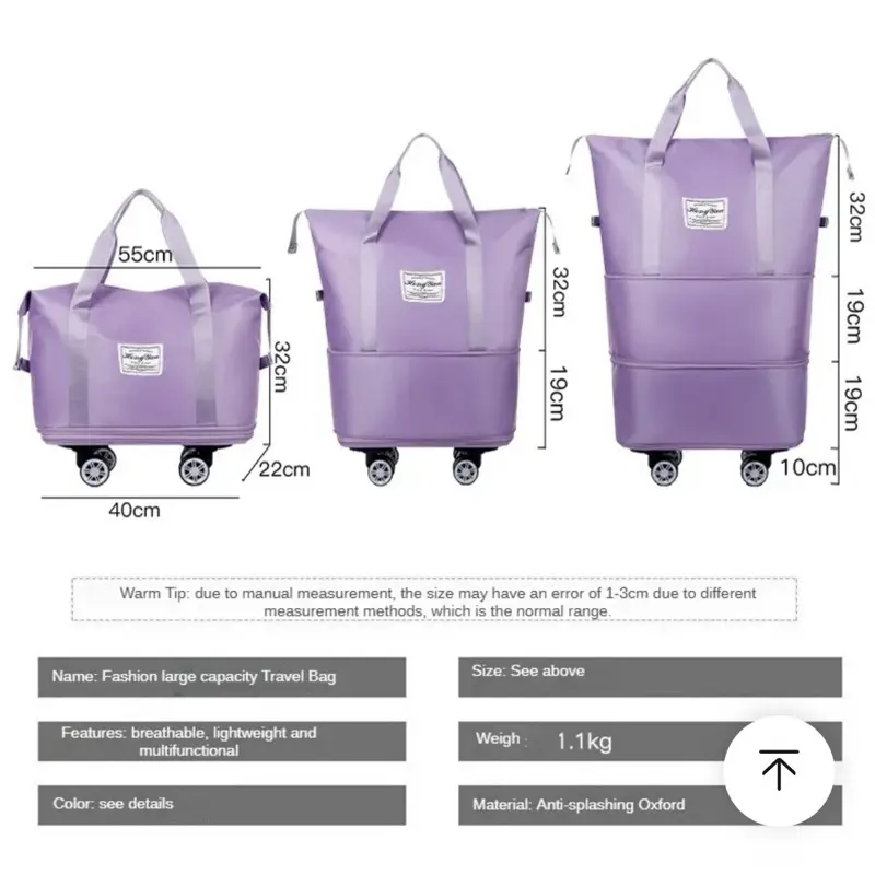 Tas Travel Roda JUMBO Size 3-in-1 bisa diperbesar bisa dilipat murah bagus berkualitas tahan air 3