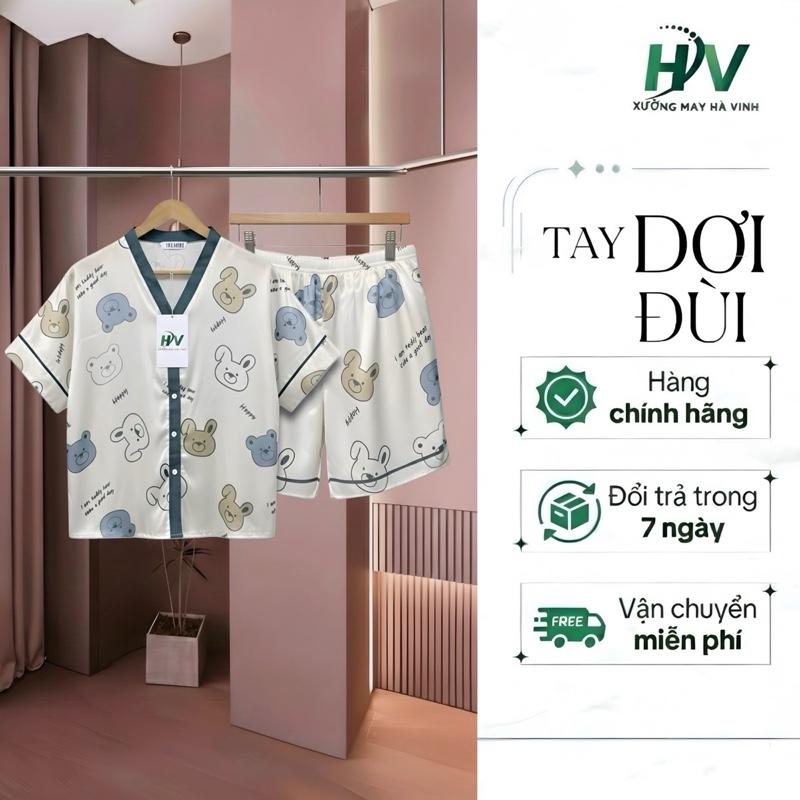   031  Bộ Cổ Y Tay Cánh Dơi Pijama Lụa Cao Cấp Họa Tiết Chim Sẻ Mềm Mịn Mát Mẻ Giữ Màu Bền Đẹp Thời Trang Hàng Ngày 