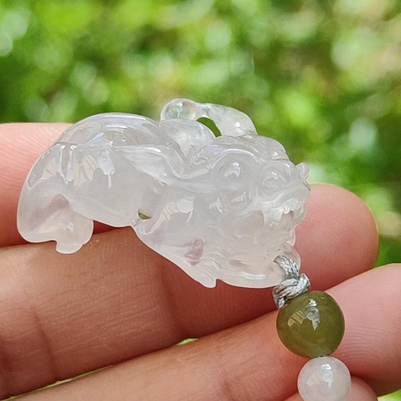Special Offer Icy Translucent crafted as Pixiu Natural Type A Jadeite Pendant Necklace with certificate weigh 9.39 grams, 30 * 16.3 * 13.4 mm, symbols of Bring in money, keep you safe and healthy, suitable for daily wear or collection (pendant45) 9