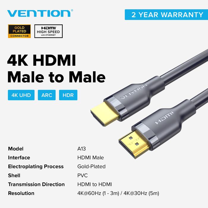 Gambar Kabel HDMI Exclusive Box M-M 4K BLACK - VENTION A13-5 METER dari Multi Komputer Kota Administrasi Jakarta Barat Tokopedia