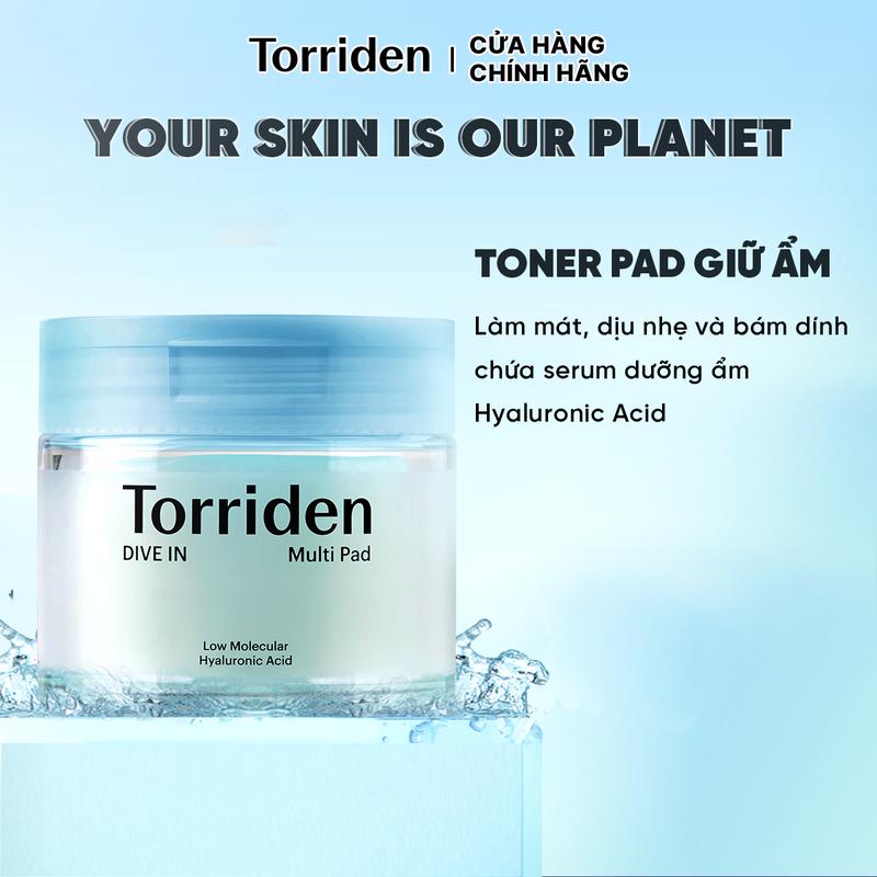HÀNG MÓP NHẸ Toner Pad DIVE IN Torriden Hỗ Trợ Dịu Mát Giảm Mẩn Đỏ Cấp Ẩm Da 160ml Skincare Dưỡng Ẩm Da Làm Đẹp Da Dưỡng Da Mặt