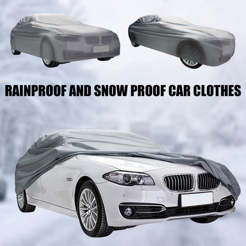 Product Introduction of Universal Full Car Covers Windproof Waterproof Snow Auto Shade Cover Light Silver Size Car Outdoor Protector Cover 5