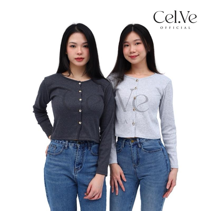 SALE CELVE - Evelyn Gold Button Knit Top (Blouse Atasan Rajut Kancing Emas Wanita Knit Basic Simple) 8