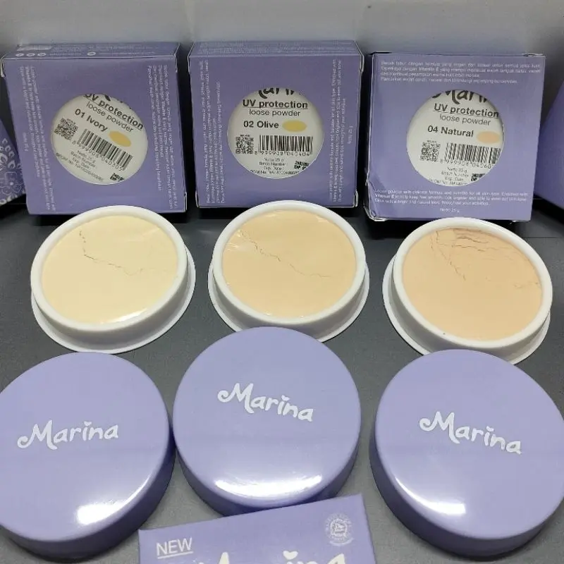 Marina Loose Powder UV Protection 25g | MARINA Loose Powder Uv Protection - Vitamin E Bedak Tabur Marina - 25gr | Bedak Wajah bedak padat mini semua tipe kulit tahan lama 2