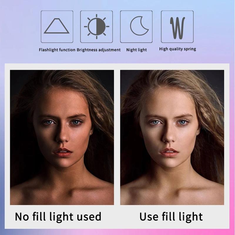 T140inbookin Portable LED Light Mobile Phone Mini Selfie Fill Light 3 Modes Rechargeable Selfie Ring Light Clip-on Brightness Make Up Phone Fill Lamp 5